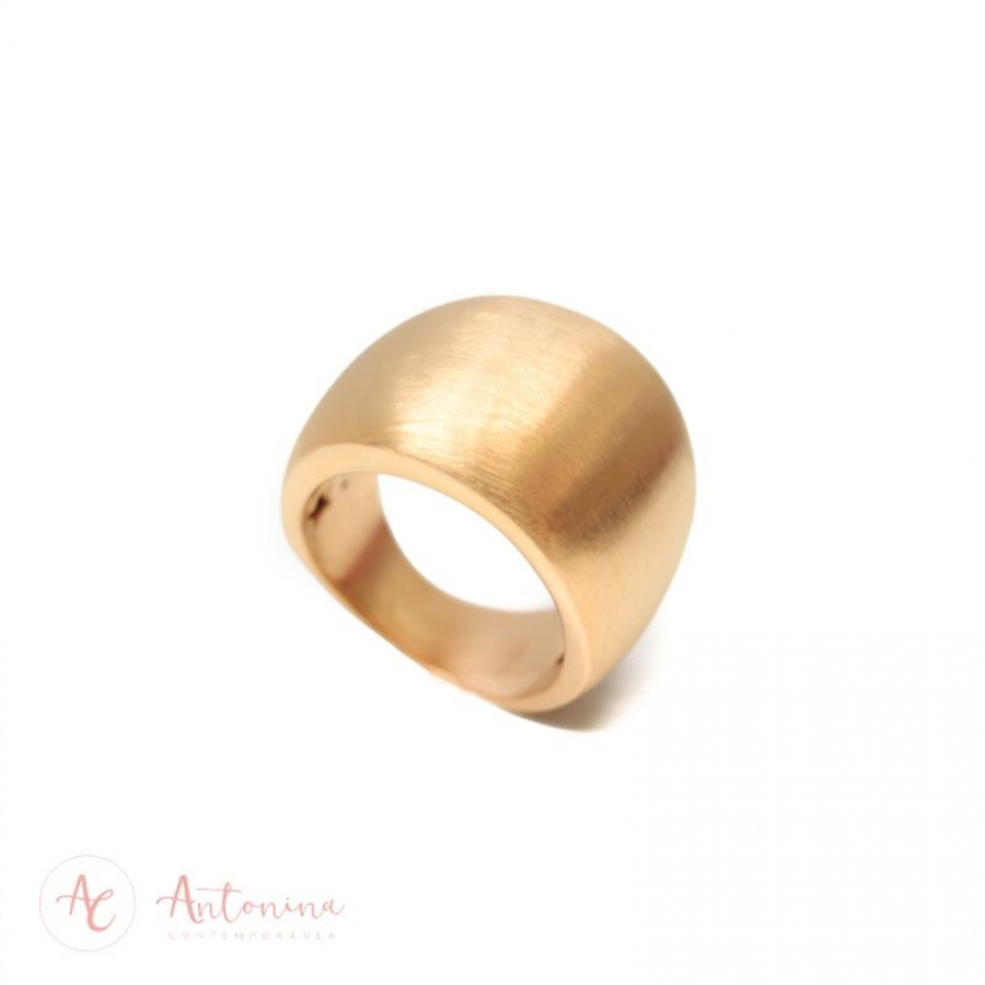 Anel Liso Fosco Dourado Banhado Em Ouro 18k