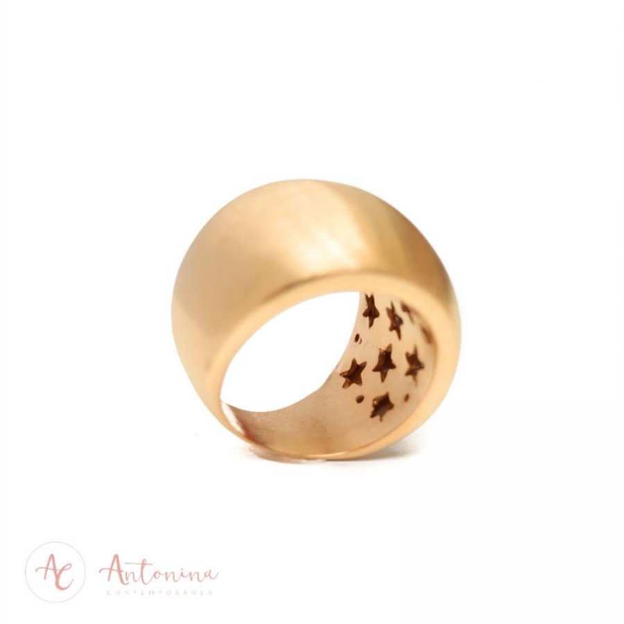 Anel Liso Fosco Dourado Banhado Em Ouro 18k