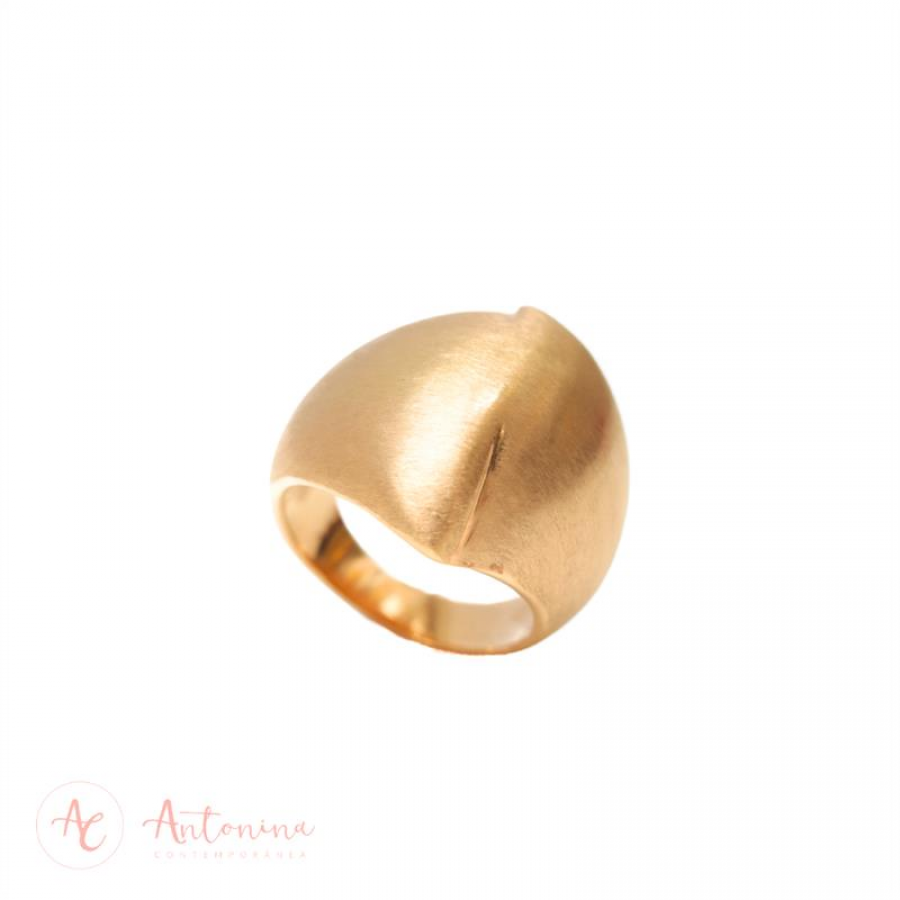 Anel Dedinho Fosco Banhado Em Ouro 18k