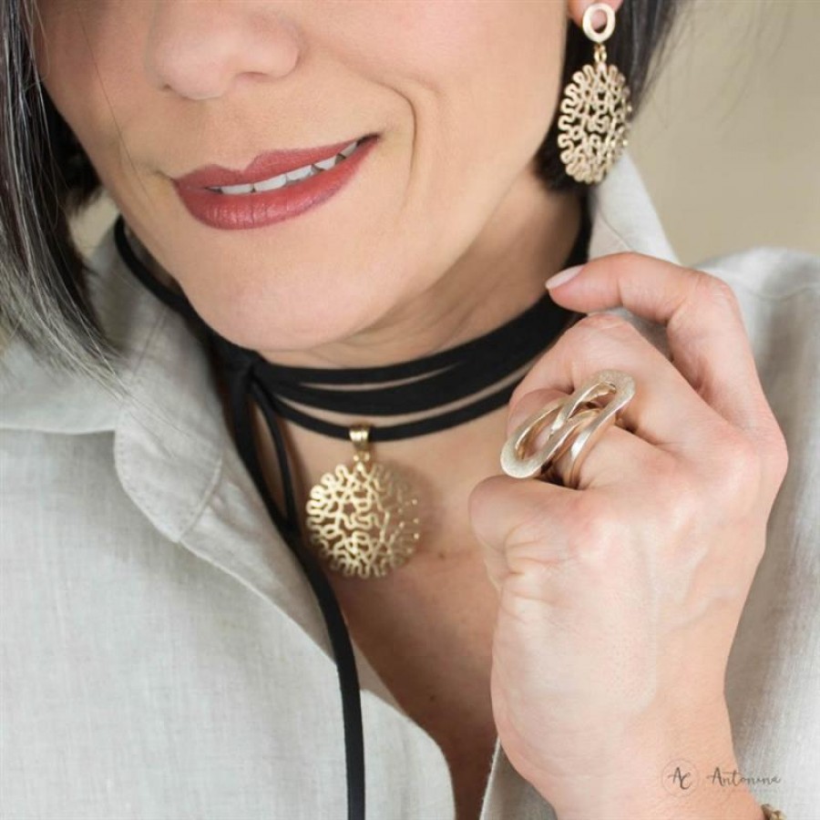 Anel Infinito Fosco Banhado Em Ouro 18k