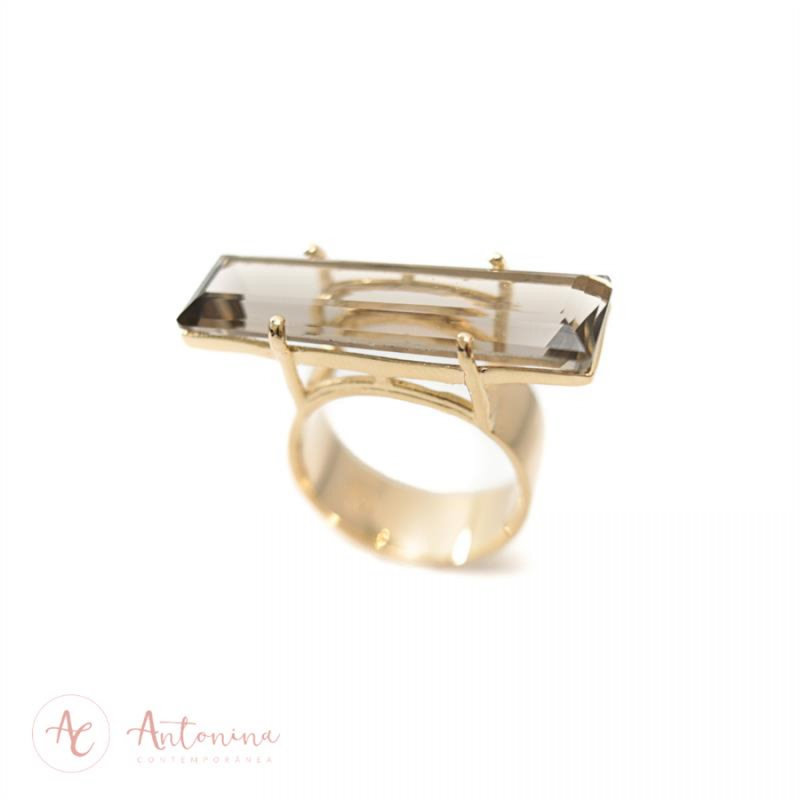 Anel Palito Fumê Banhado Em Ouro 18k