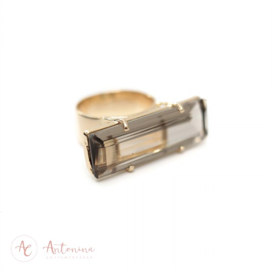 Anel Palito Fumê Banhado Em Ouro 18k