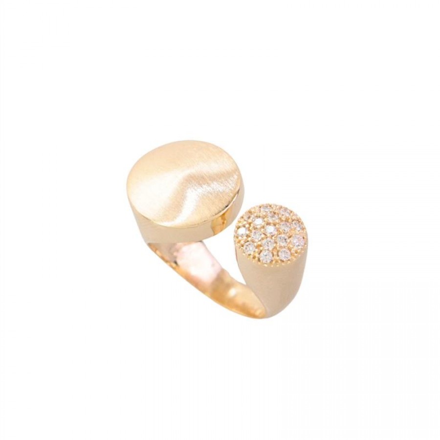 Anel Fosco Cravejado Banhado Em Ouro 18k
