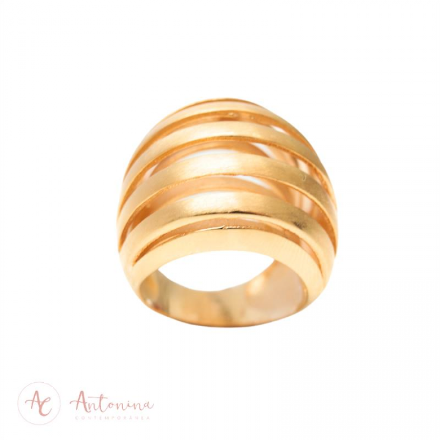 Anel Arcos Fosco Banhado Em Ouro 18k