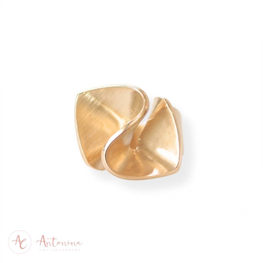 Anel Laço De Fita Banhado Em Ouro 18k