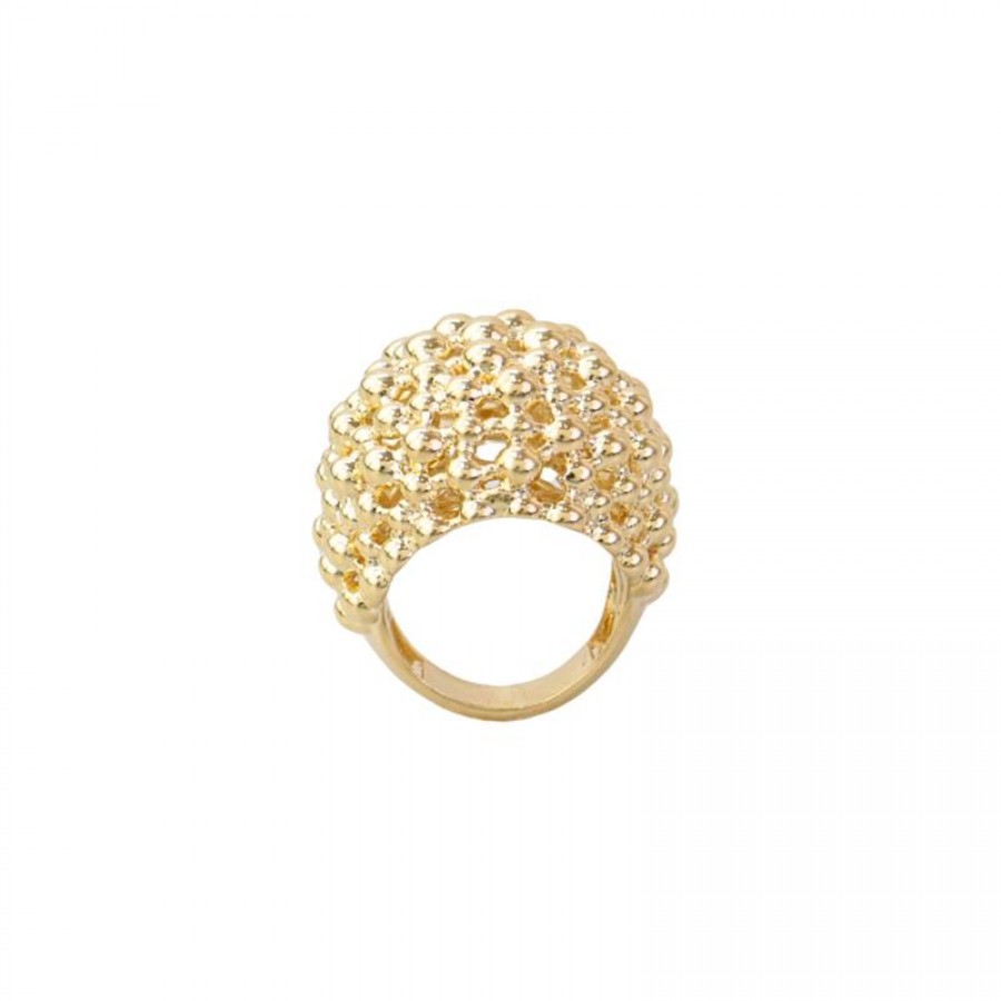 Anel Cacho De Bolinhas I Banhado Em Ouro 18k