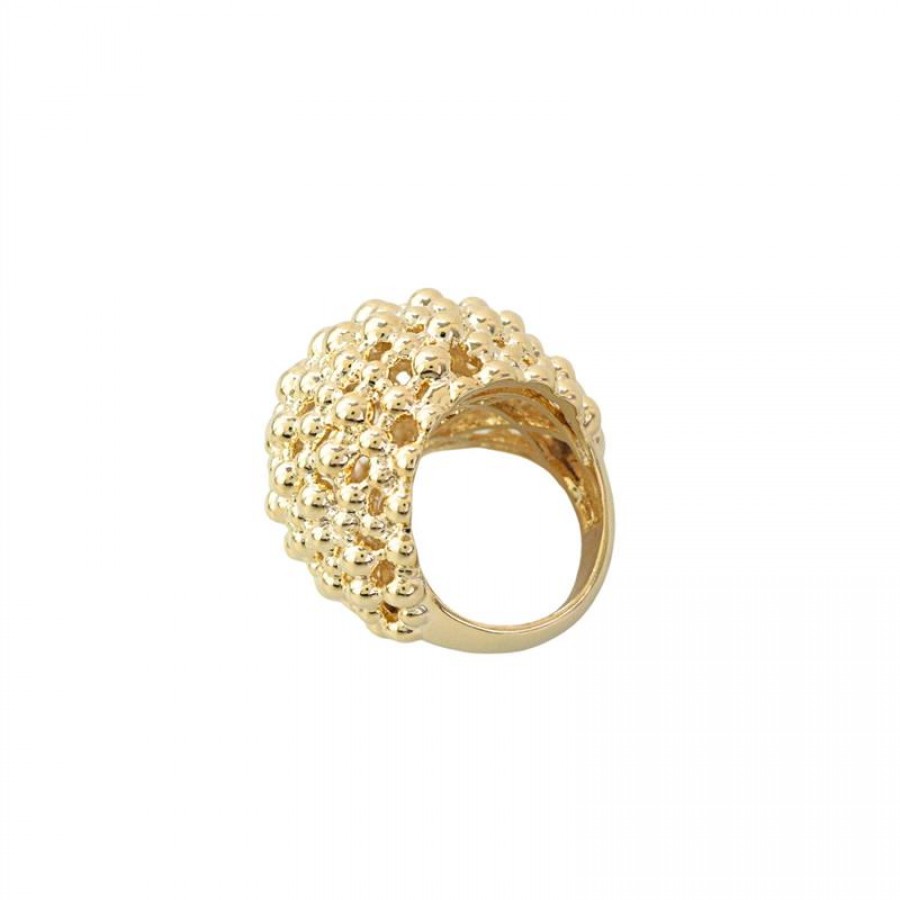 Anel Cacho De Bolinhas I Banhado Em Ouro 18k