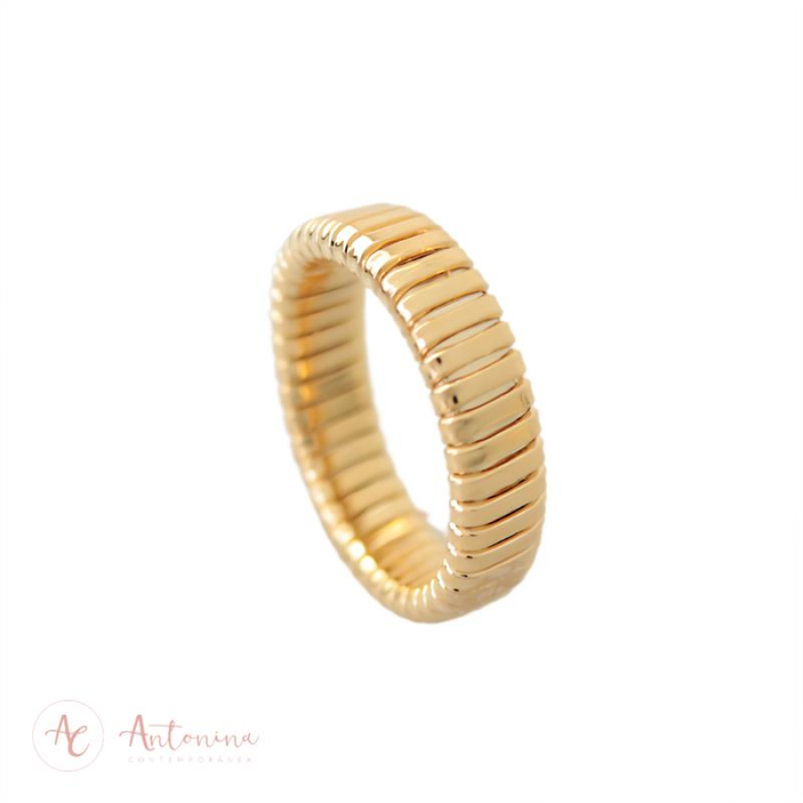 Anel Snake Flat Slim Banhado Em Ouro 18k
