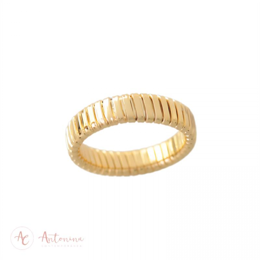 Anel Snake Flat Slim Banhado Em Ouro 18k