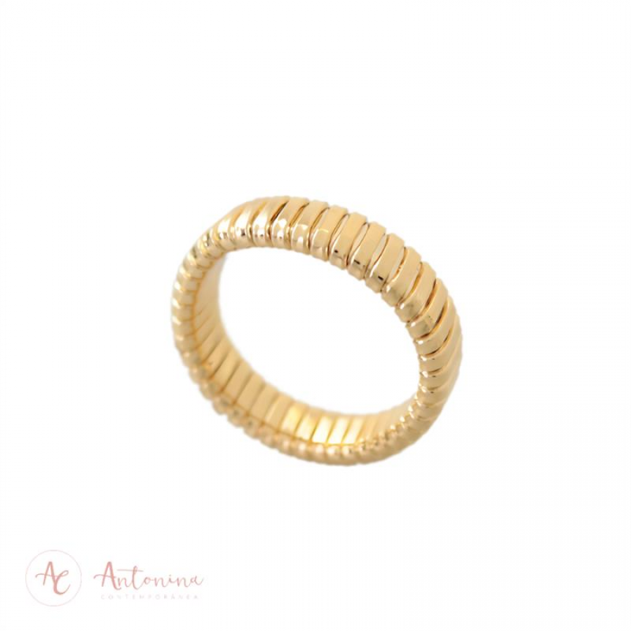 Anel Snake Flat Slim Banhado Em Ouro 18k