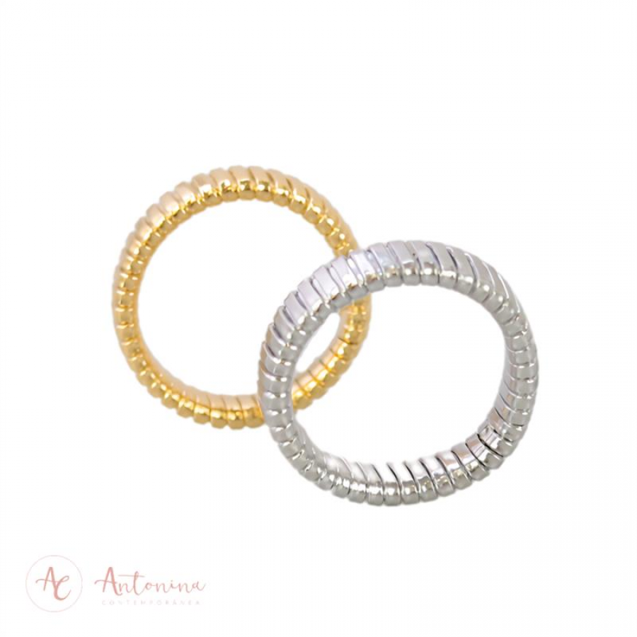 Anel Snake Flat Slim Banhado Em Ouro 18k