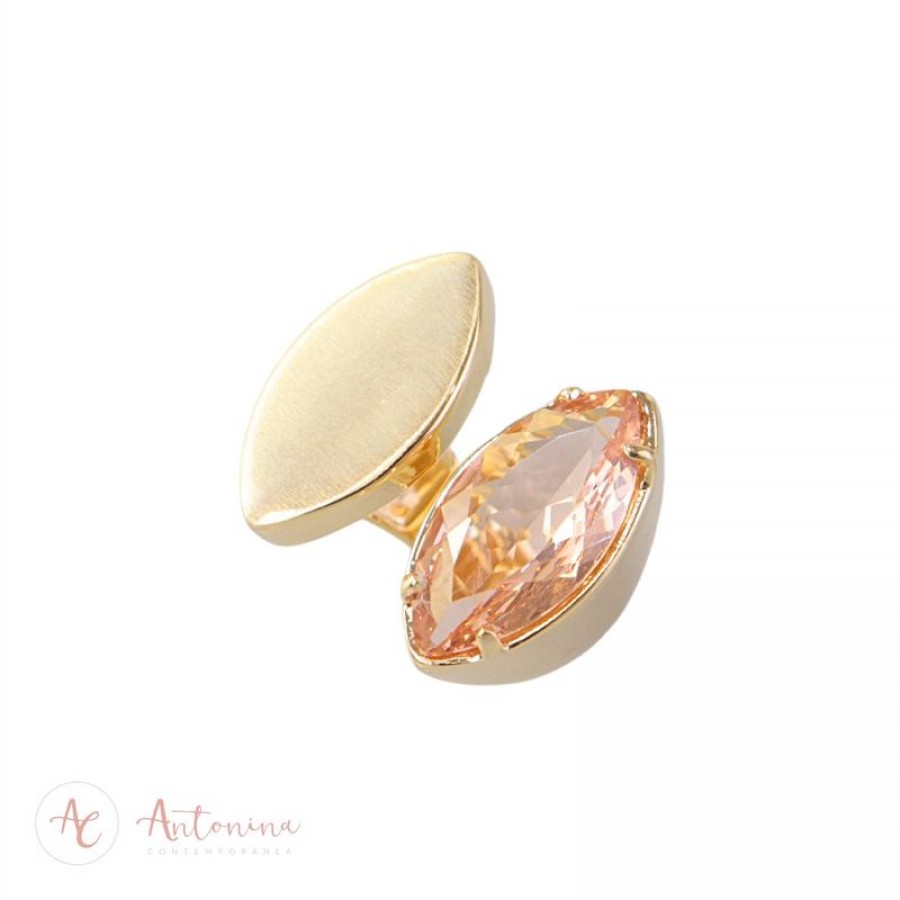 Anel Duplo Gota Morganita Banhado Em Ouro 18k