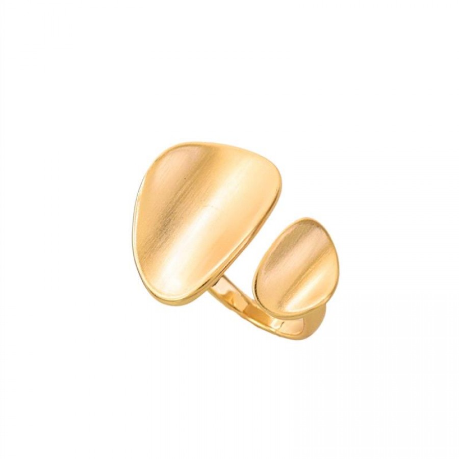 Anel Duo Orgânico Banhado Em Ouro 18k