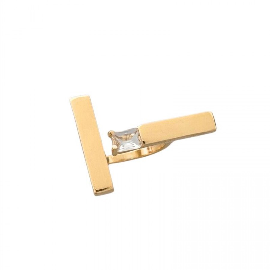 Anel Palito Minimalista Com Cristal Banhado Em Ouro 18k 