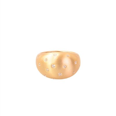Anel Bombê Cravejado Banhado Em Ouro 18k <br><span style='color:#fff;'>Joias</span>