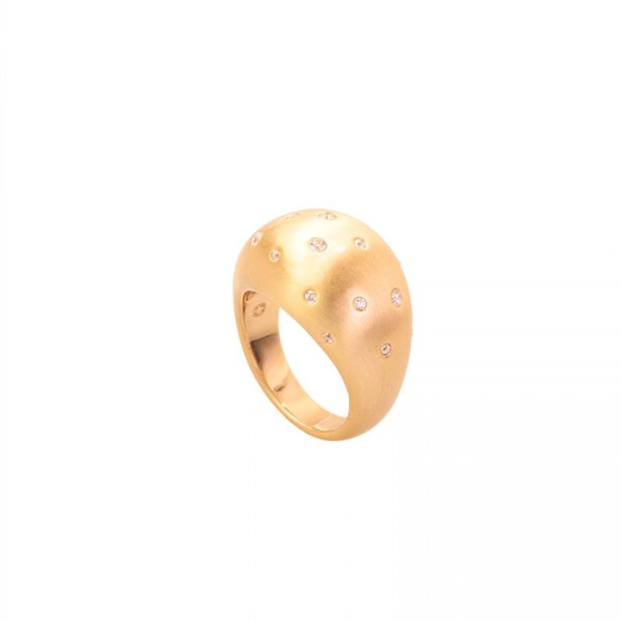 Anel Bombê Cravejado Banhado Em Ouro 18k 