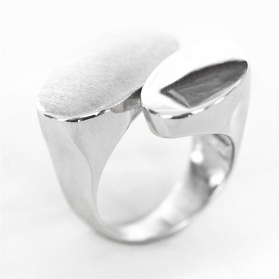 Anel Dupla Gota Banhado Em Ródio<br><span style='color:#fff;'>Joias</span>