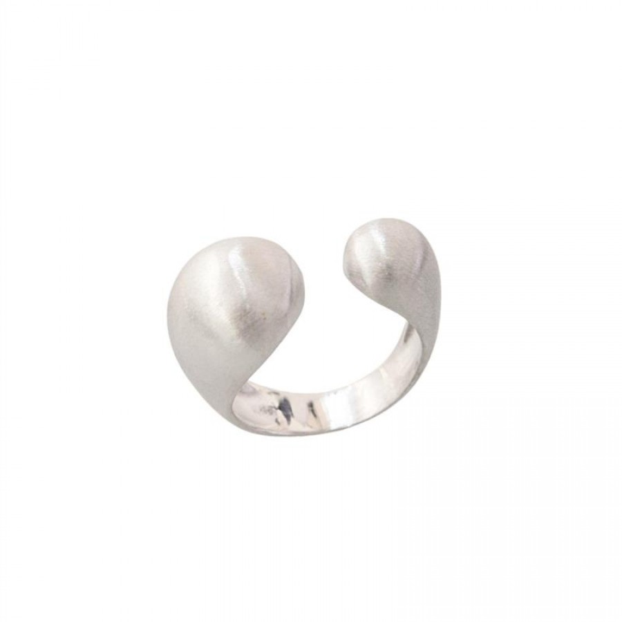 Anel Duplo Bowl Banhado Em Ródio