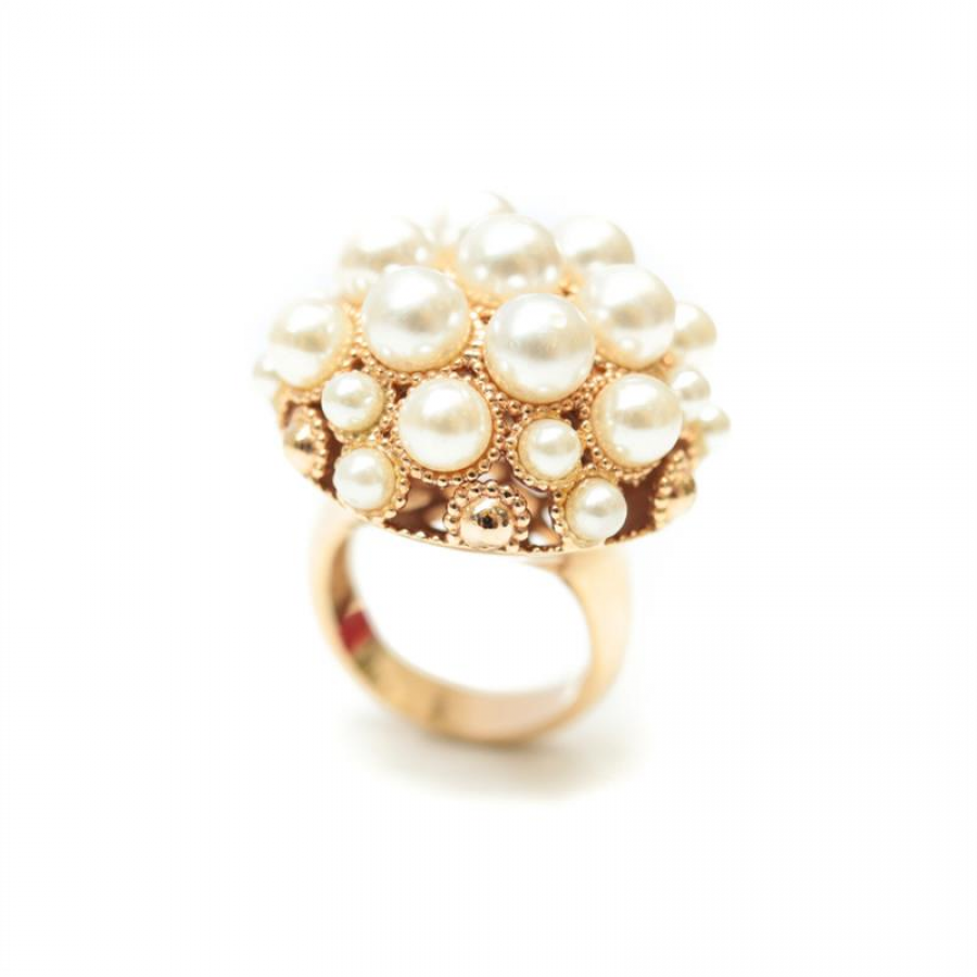 Anel Cacho De Pérola Banhado Em Ouro 18k