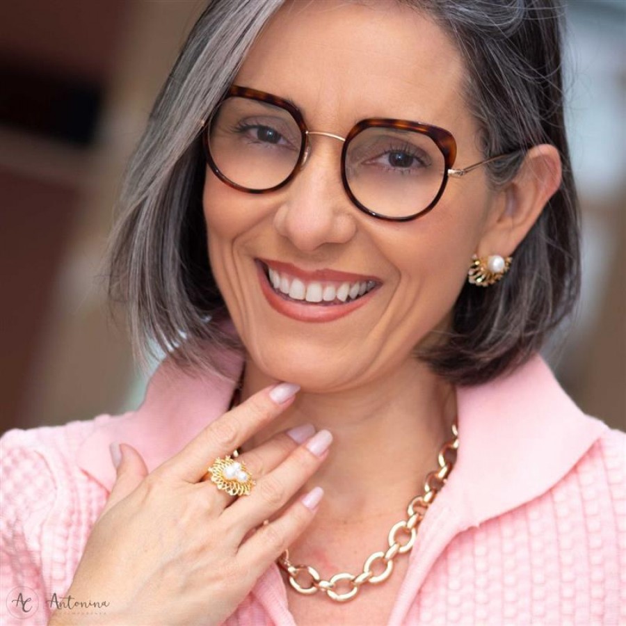 Anel Pérola Flor Banhado Em Ouro 18k