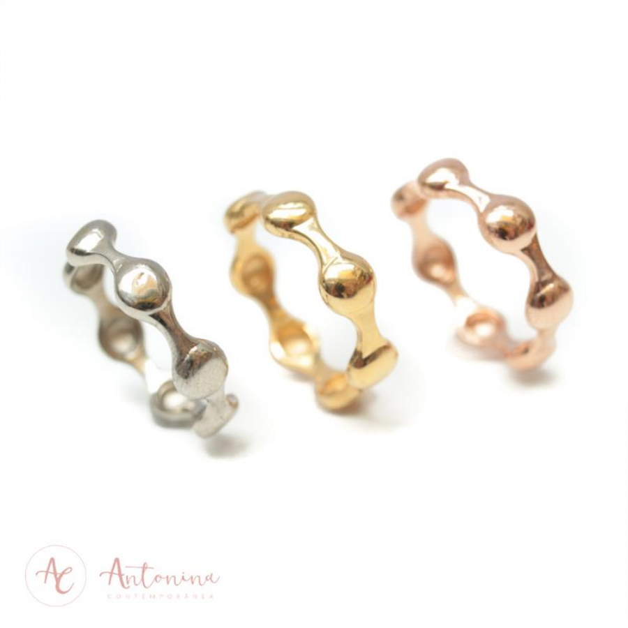 Anel Trio Mix De Bolinhas 