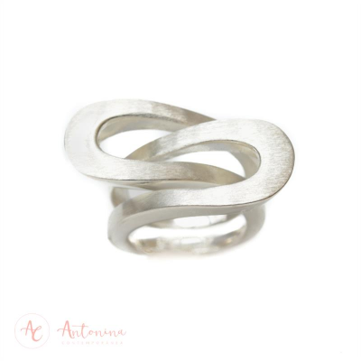 Anel Infinito Fosco Banhado Em Prata<br><span style='color:#fff;'>Joias</span>