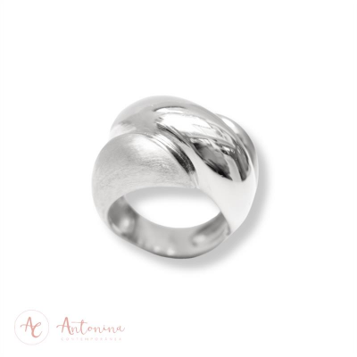 Anel Sobreposição Misto Banhado Em Prata<br><span style='color:#fff;'>Joias</span>