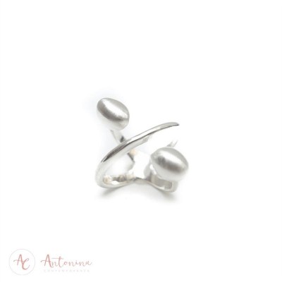 Anel Orbital Fosco Banhado Em Prata<br><span style='color:#fff;'>Joias</span>