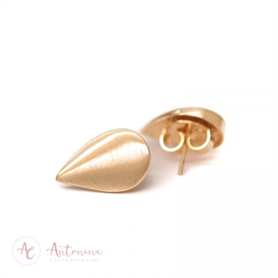 Brinco Gota Fosca P Banhado Em Ouro 18k