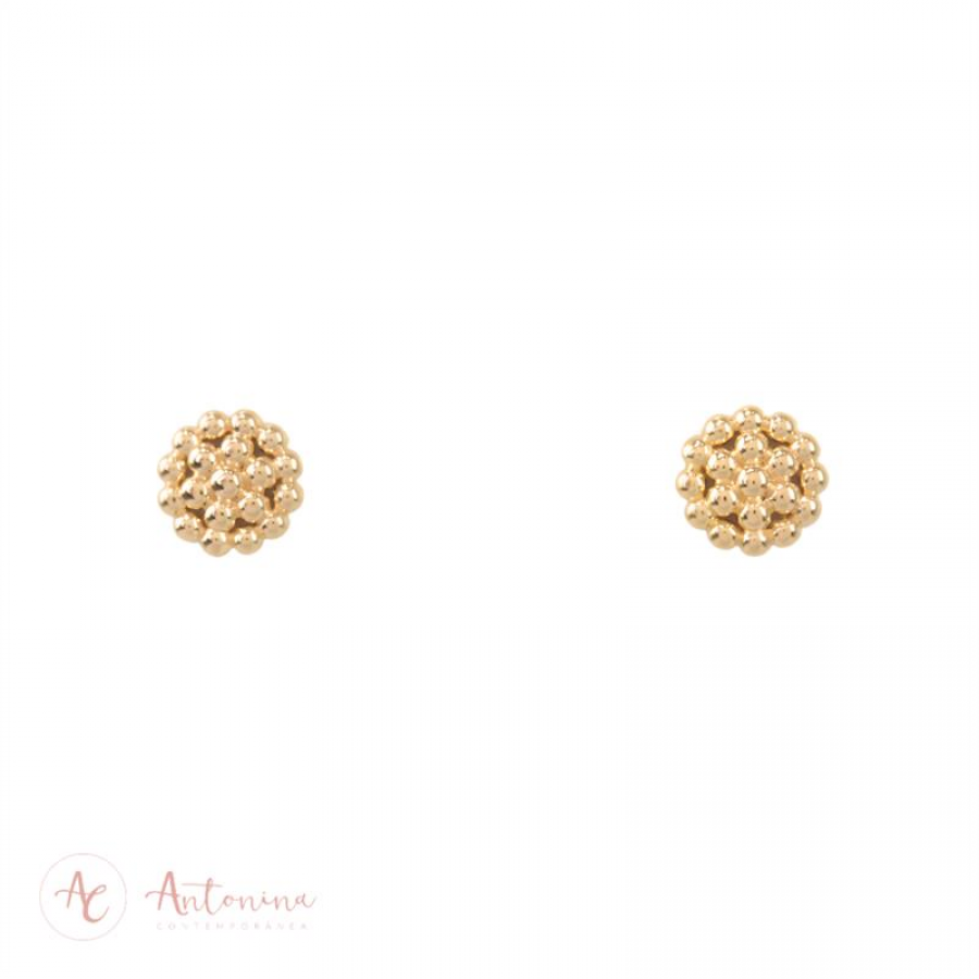 Brinco Medalha Bolinha Banhado Em Ouro 18k