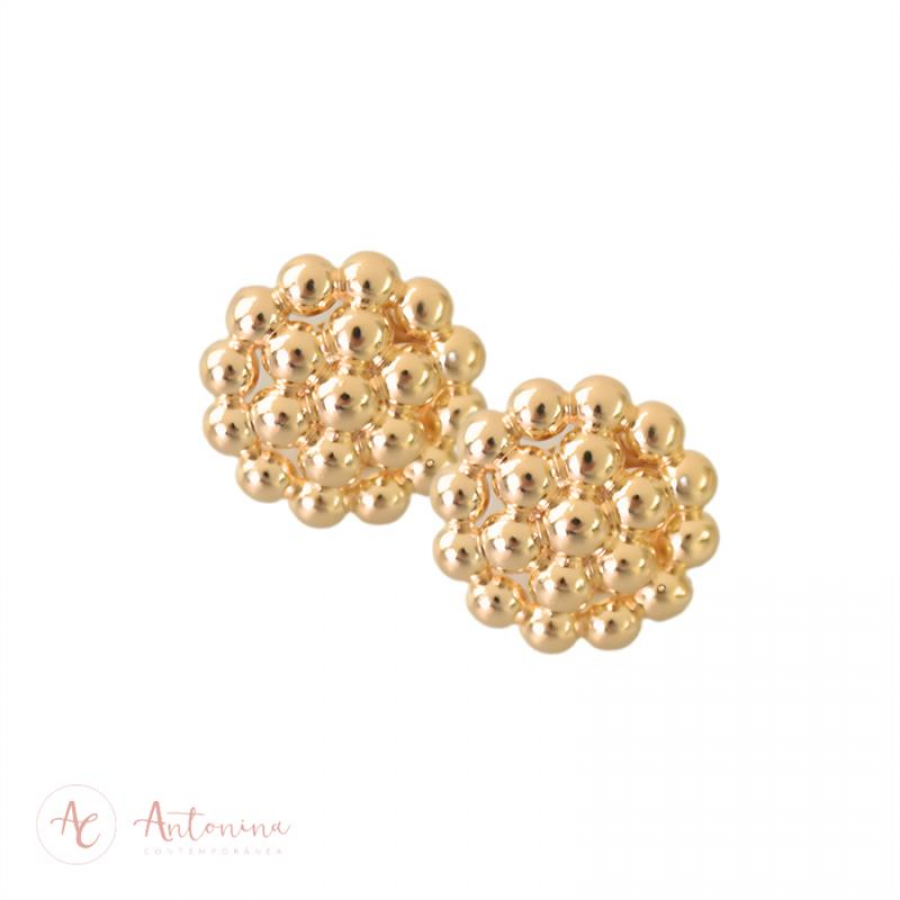 Brinco Medalha Bolinha Banhado Em Ouro 18k
