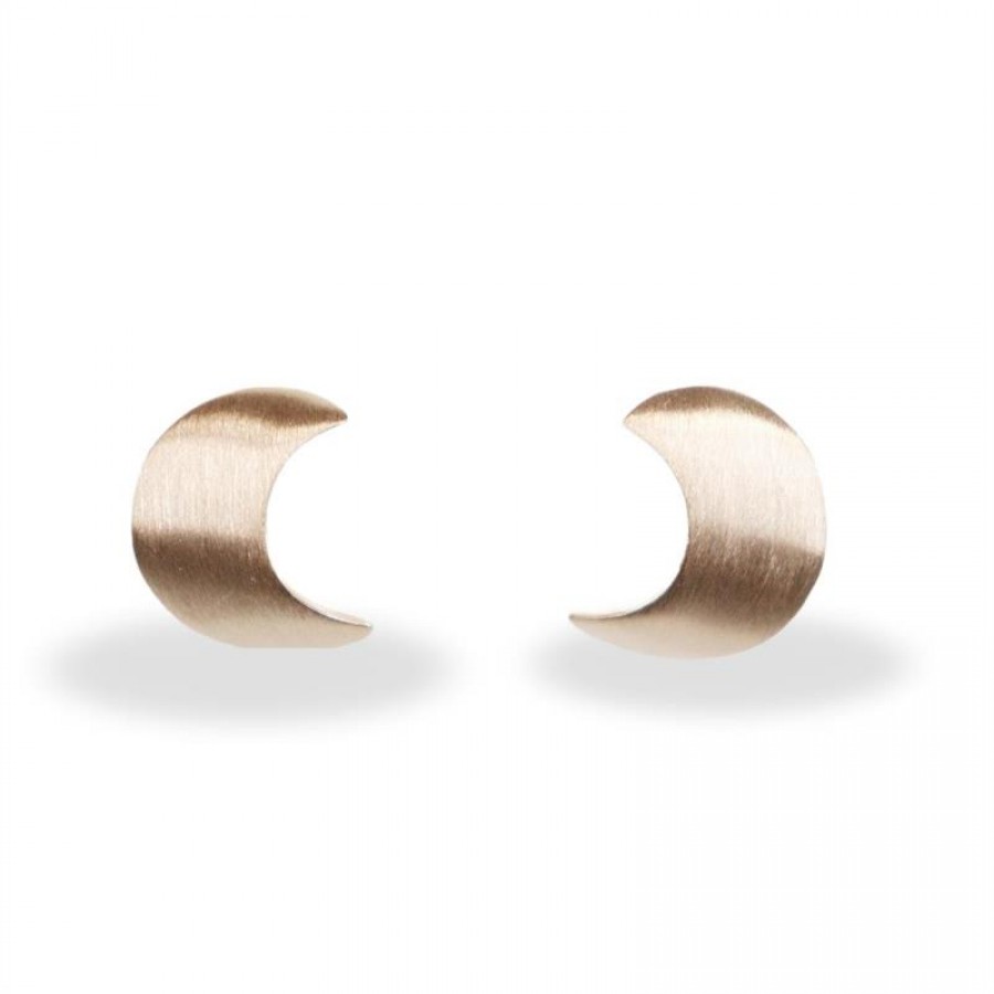 Brinco Meia Lua Fosca Banhado Em Ouro 18k