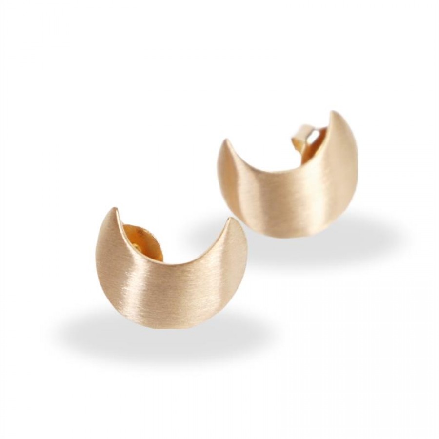 Brinco Meia Lua Fosca Banhado Em Ouro 18k