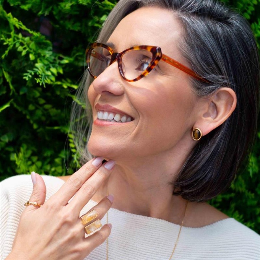 Brinco Formas Irregulares Pedras Naturais Olho De Tigre