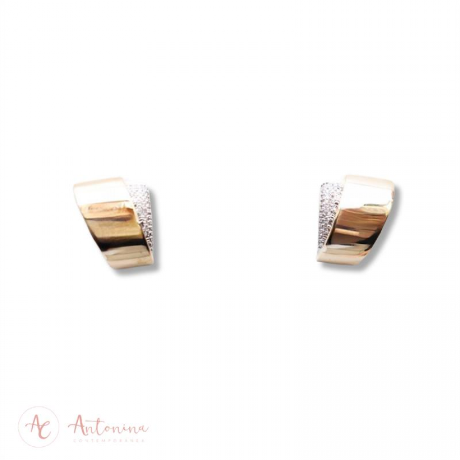 Brinco Overlap Banhado Em Ouro 18k
