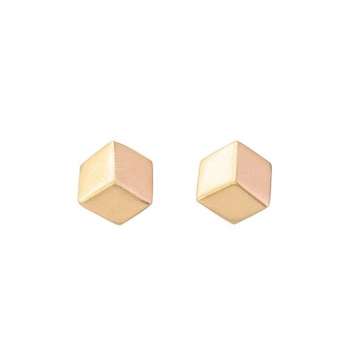 Brinco Cubo 3d Fosco Banhado Em Ouro 18k<br><span style='color:#fff;'>Joias</span>