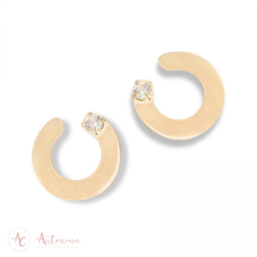 Brinco C Cristal Banhado Em Ouro 18k