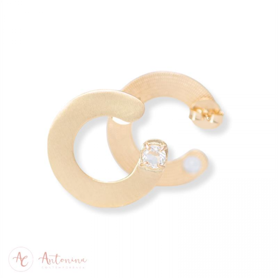 Brinco C Cristal Banhado Em Ouro 18k