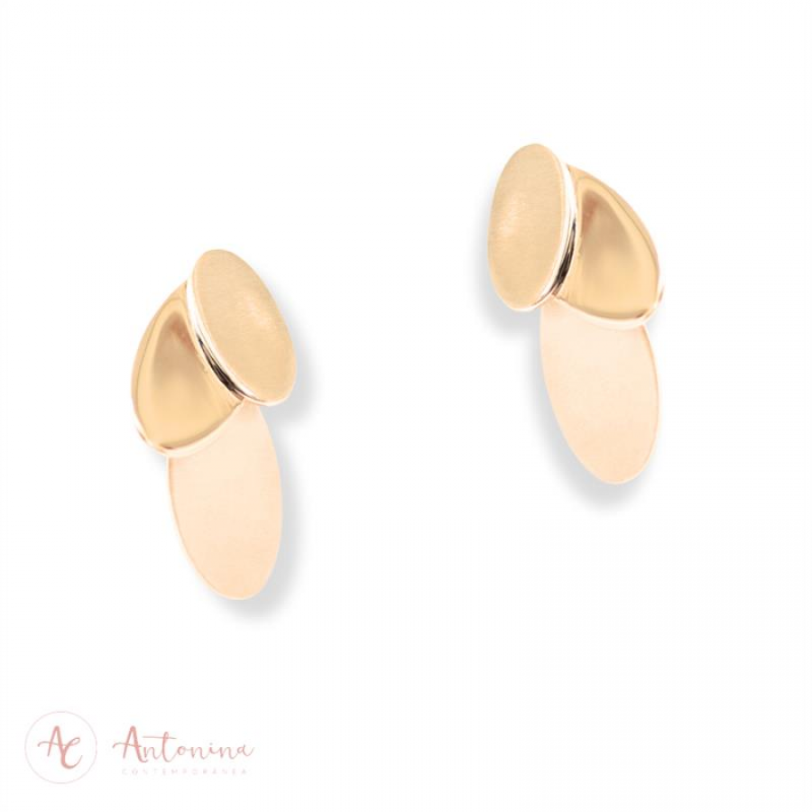 Brinco Trio Ovais Banhado Em Ouro 18k