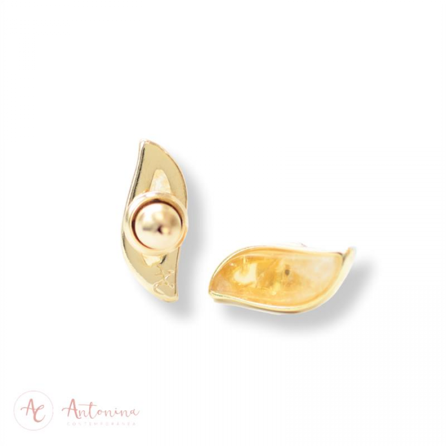 Brinco Onda Citrino Banhado Em Ouro 18k