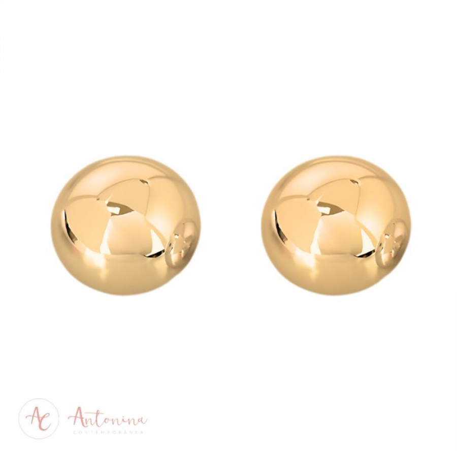Brinco Meia Bola Lisa Banhado Em Ouro 18k