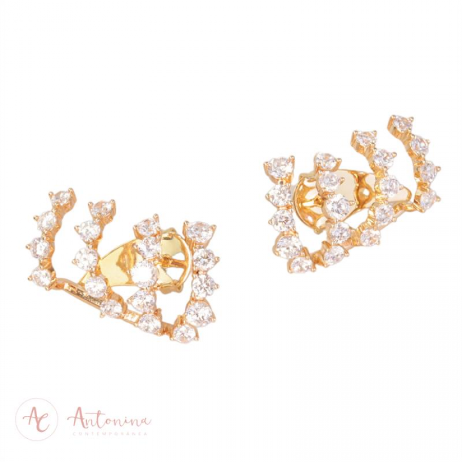 Brinco Ear Cuff Slom Lighte Banhado Em Ouro 18k