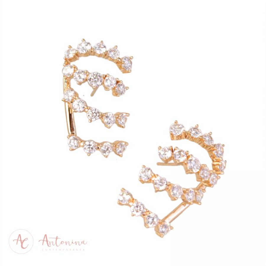 Brinco Ear Cuff Slom Lighte Banhado Em Ouro 18k