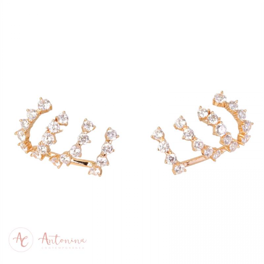 Brinco Ear Cuff Slom Lighte Banhado Em Ouro 18k