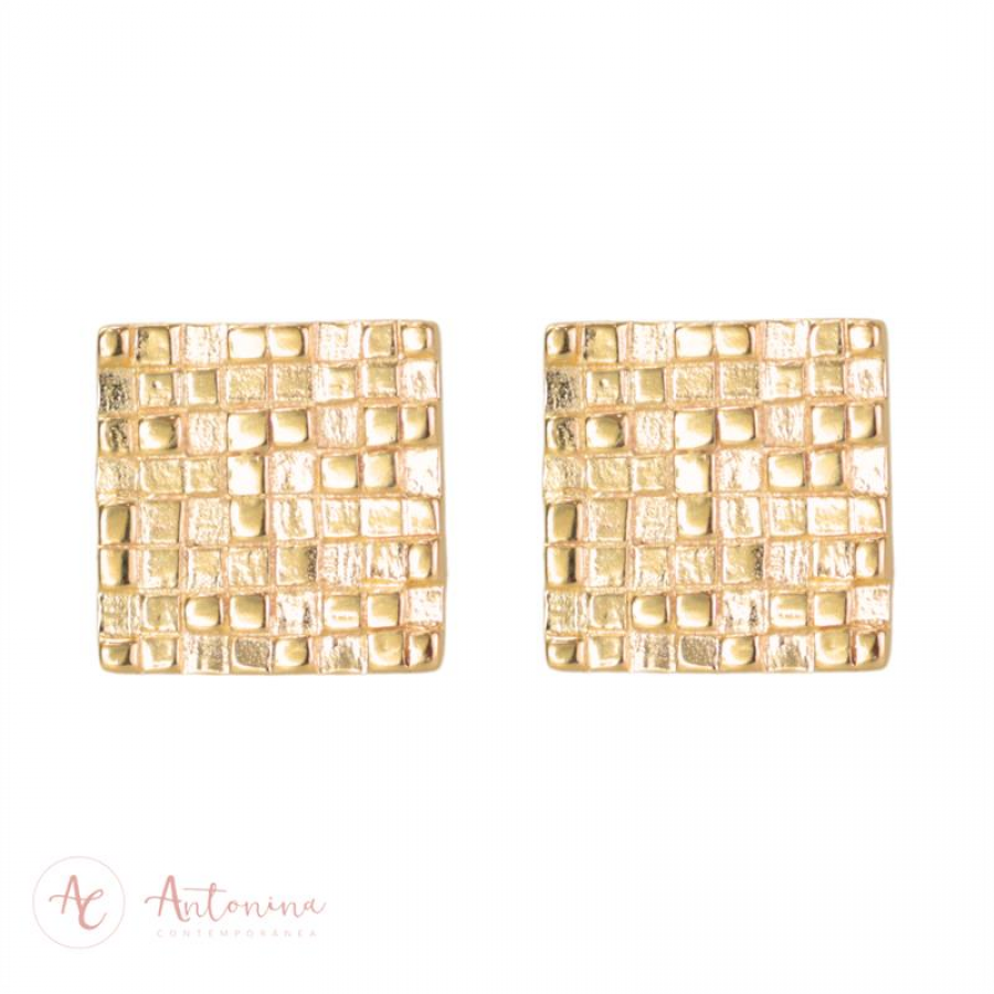 Brinco Mosaico Banhado Em Ouro 18k