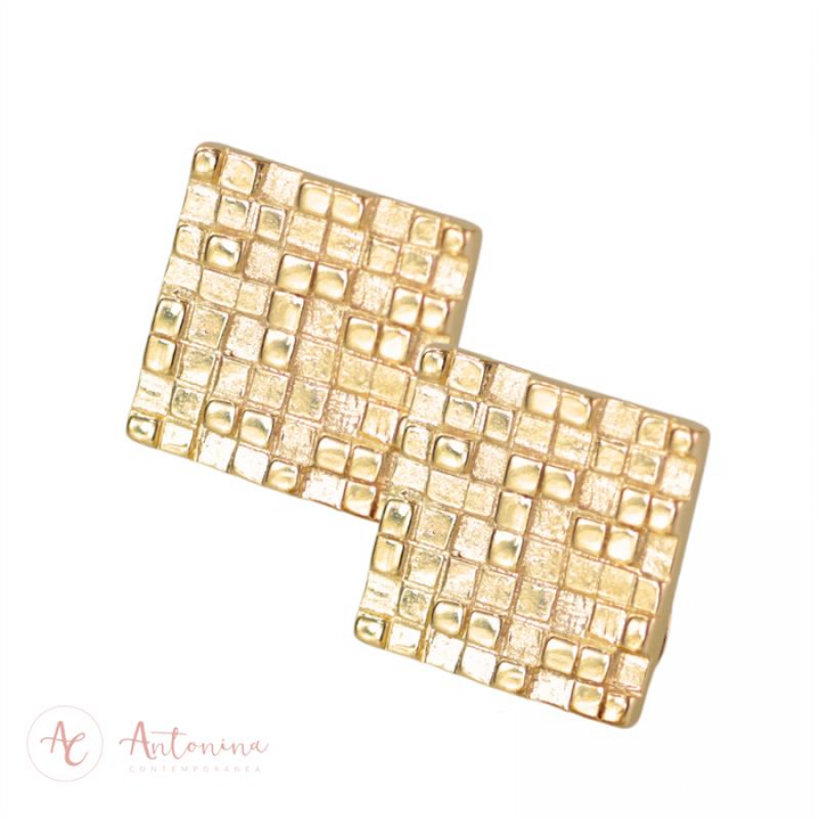 Brinco Mosaico Banhado Em Ouro 18k