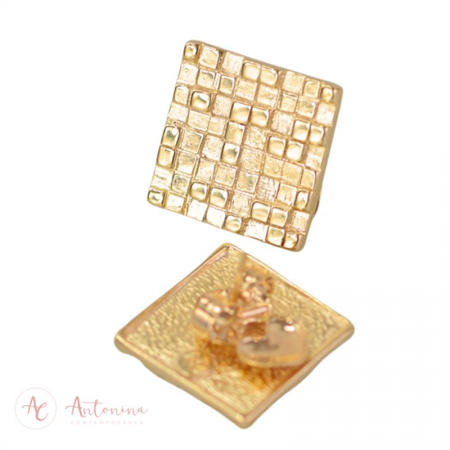 Brinco Mosaico Banhado Em Ouro 18k