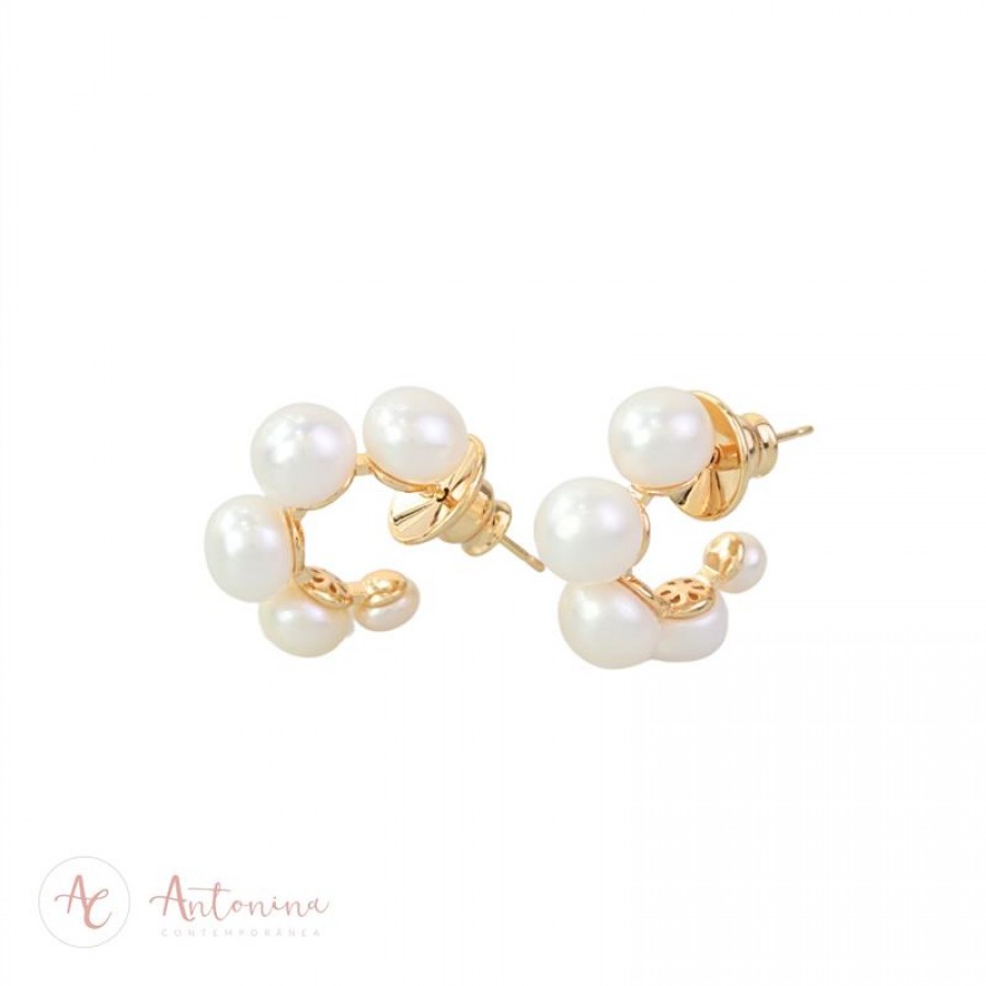 Brinco Argola Bubble Shel P Banhado Em Ouro 18k