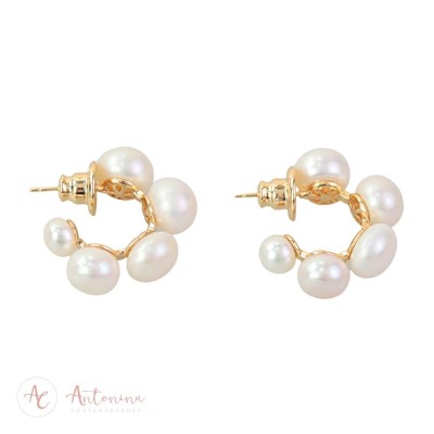 Brinco Argola Bubble Shel M Banhado Em Ouro 18k