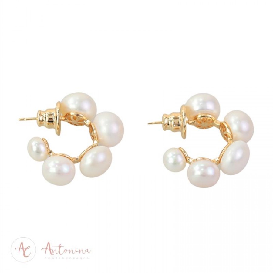 Brinco Argola Bubble Shel M Banhado Em Ouro 18k